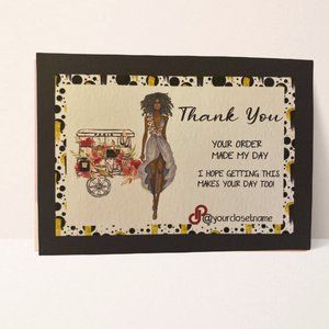 American Afro Fashion  Feminine set of 100 Thank You Boutique Cards